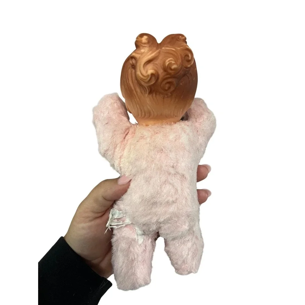Vintage Rubber Face Douglas Cuddle Doll Pink Plush Stuffed Toy Mid Century Retro